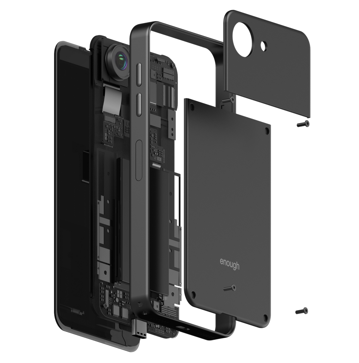Exploded view of the enough phone